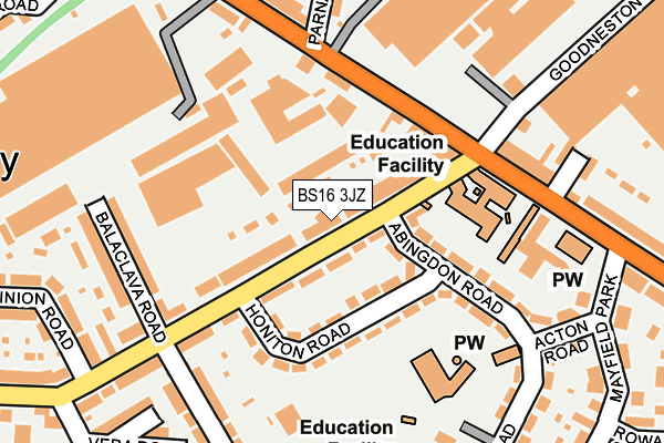 BS16 3JZ map - OS OpenMap – Local (Ordnance Survey)