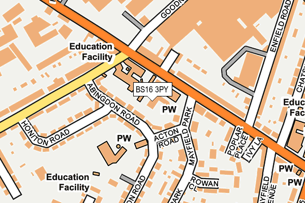 BS16 3PY map - OS OpenMap – Local (Ordnance Survey)
