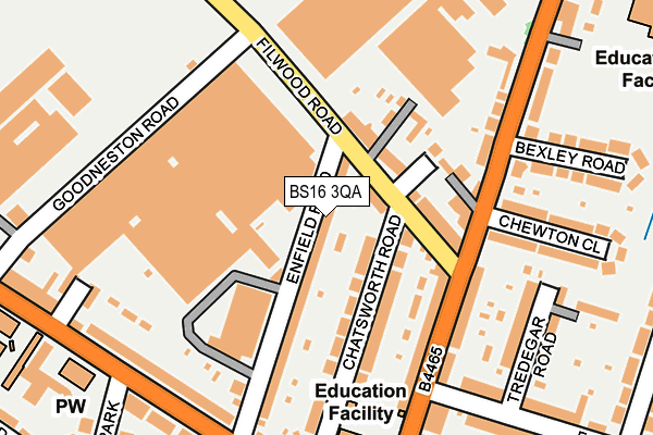 BS16 3QA map - OS OpenMap – Local (Ordnance Survey)