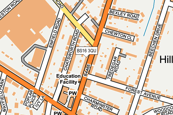 BS16 3QU map - OS OpenMap – Local (Ordnance Survey)