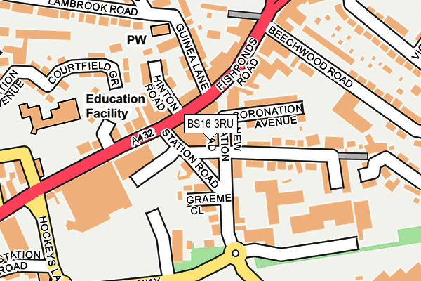 BS16 3RU map - OS OpenMap – Local (Ordnance Survey)