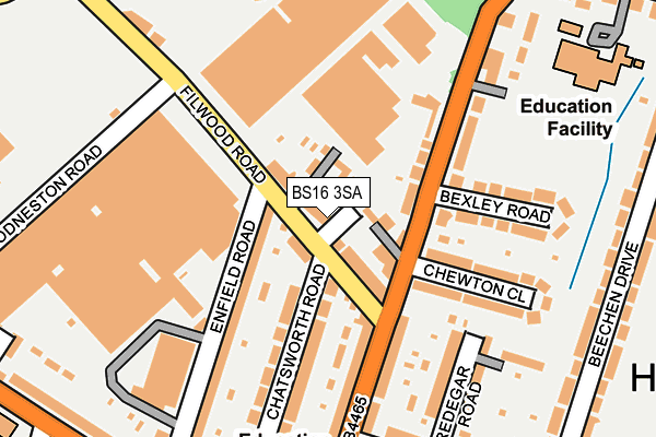 BS16 3SA map - OS OpenMap – Local (Ordnance Survey)