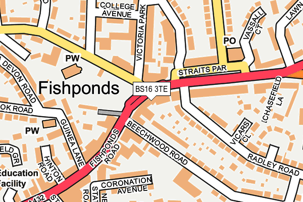 BS16 3TE map - OS OpenMap – Local (Ordnance Survey)