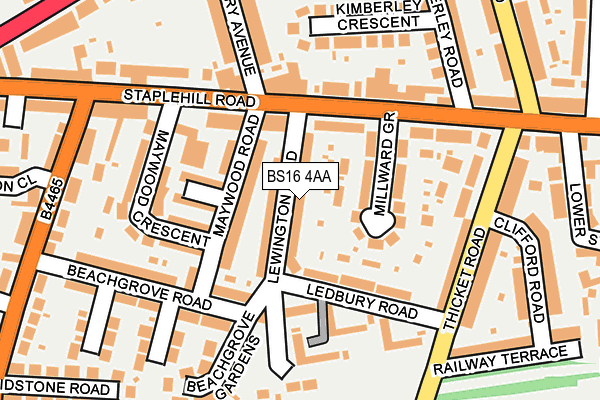 BS16 4AA map - OS OpenMap – Local (Ordnance Survey)