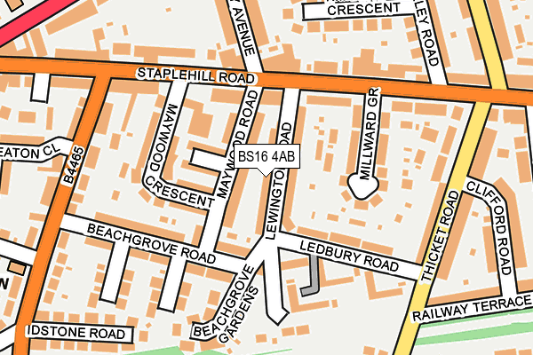 BS16 4AB map - OS OpenMap – Local (Ordnance Survey)
