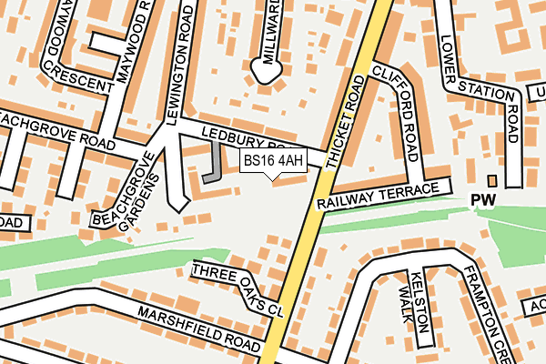 BS16 4AH map - OS OpenMap – Local (Ordnance Survey)