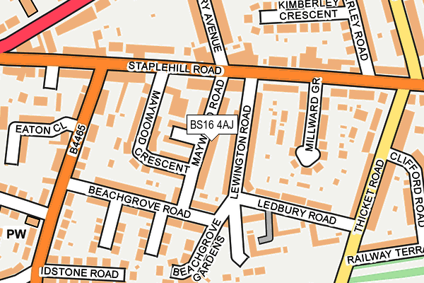 BS16 4AJ map - OS OpenMap – Local (Ordnance Survey)
