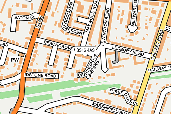 BS16 4AS map - OS OpenMap – Local (Ordnance Survey)
