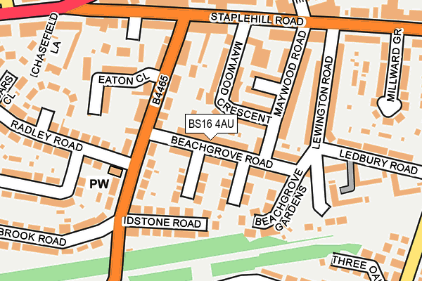 BS16 4AU map - OS OpenMap – Local (Ordnance Survey)