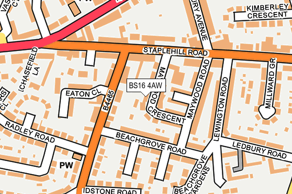 BS16 4AW map - OS OpenMap – Local (Ordnance Survey)