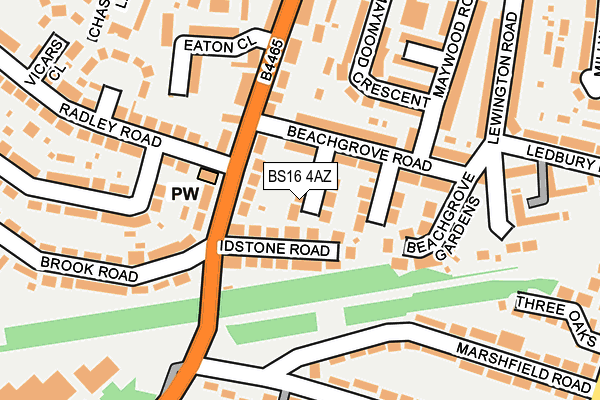 BS16 4AZ map - OS OpenMap – Local (Ordnance Survey)