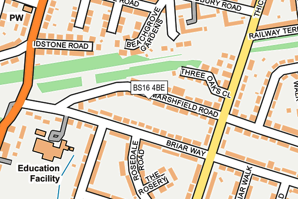 BS16 4BE map - OS OpenMap – Local (Ordnance Survey)
