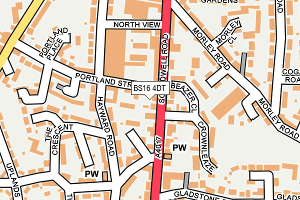 BS16 4DT map - OS OpenMap – Local (Ordnance Survey)