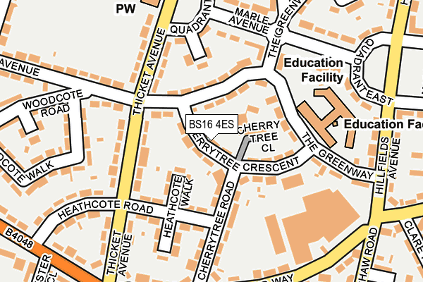 BS16 4ES map - OS OpenMap – Local (Ordnance Survey)
