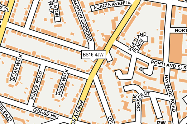 BS16 4JW map - OS OpenMap – Local (Ordnance Survey)