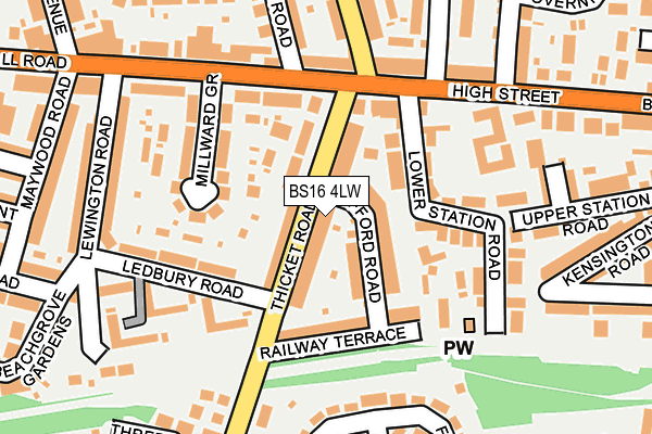 BS16 4LW map - OS OpenMap – Local (Ordnance Survey)