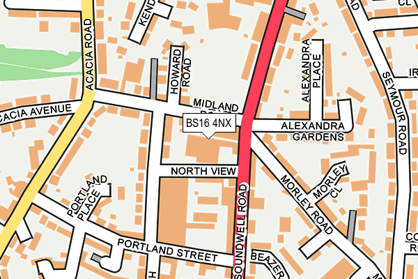 BS16 4NX map - OS OpenMap – Local (Ordnance Survey)