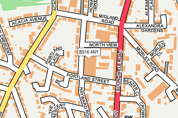 BS16 4NY map - OS OpenMap – Local (Ordnance Survey)
