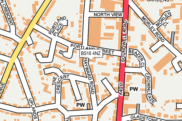 BS16 4NZ map - OS OpenMap – Local (Ordnance Survey)