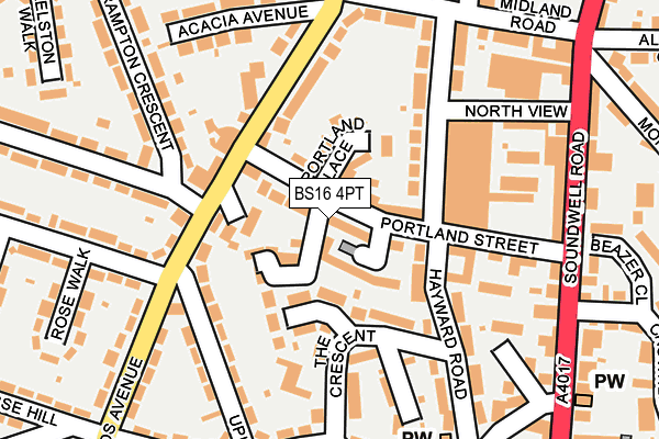 BS16 4PT map - OS OpenMap – Local (Ordnance Survey)