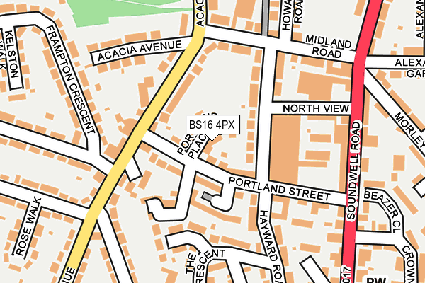 BS16 4PX map - OS OpenMap – Local (Ordnance Survey)