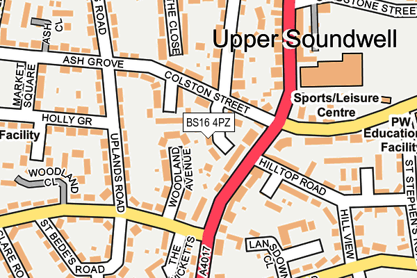 BS16 4PZ map - OS OpenMap – Local (Ordnance Survey)