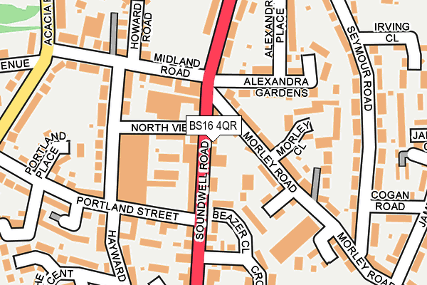BS16 4QR map - OS OpenMap – Local (Ordnance Survey)