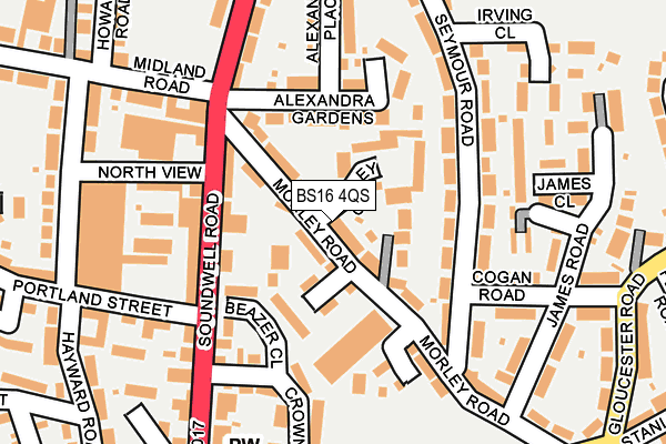 BS16 4QS map - OS OpenMap – Local (Ordnance Survey)