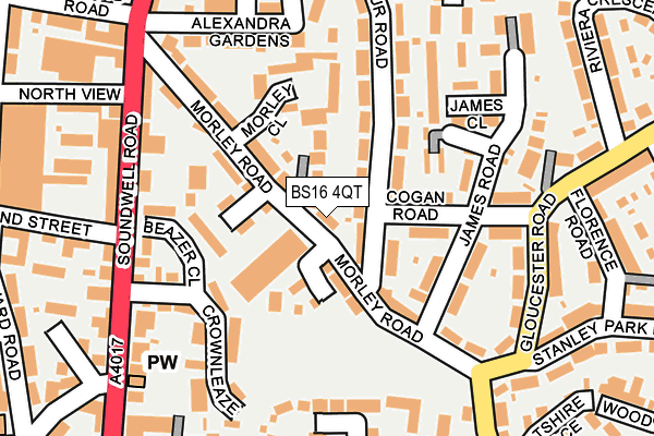 BS16 4QT map - OS OpenMap – Local (Ordnance Survey)