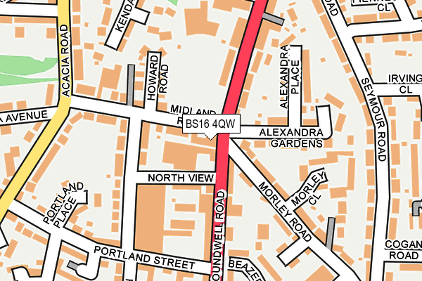 BS16 4QW map - OS OpenMap – Local (Ordnance Survey)