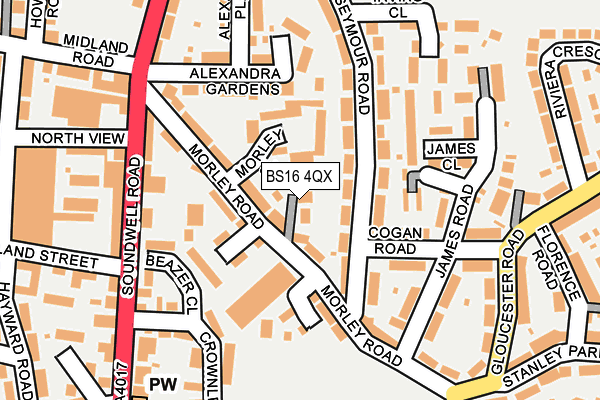 BS16 4QX map - OS OpenMap – Local (Ordnance Survey)