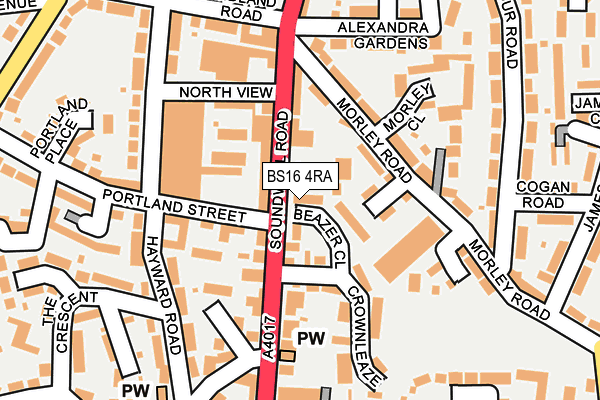 BS16 4RA map - OS OpenMap – Local (Ordnance Survey)