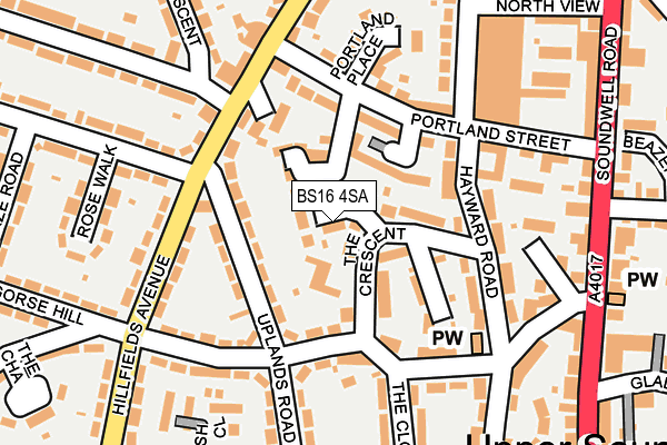 BS16 4SA map - OS OpenMap – Local (Ordnance Survey)