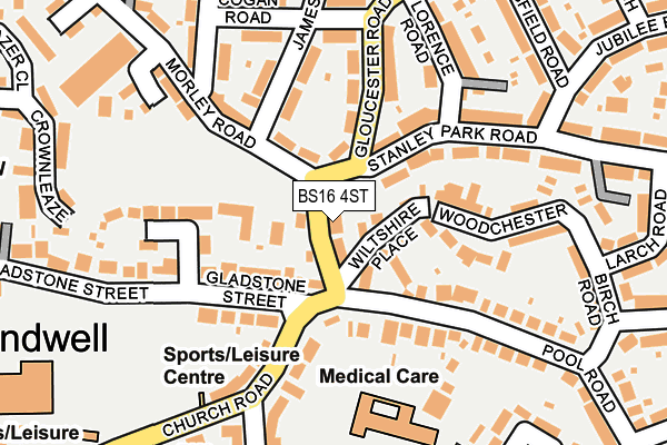 BS16 4ST map - OS OpenMap – Local (Ordnance Survey)