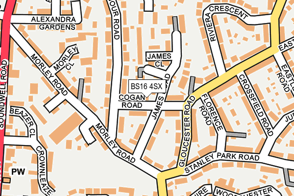 BS16 4SX map - OS OpenMap – Local (Ordnance Survey)