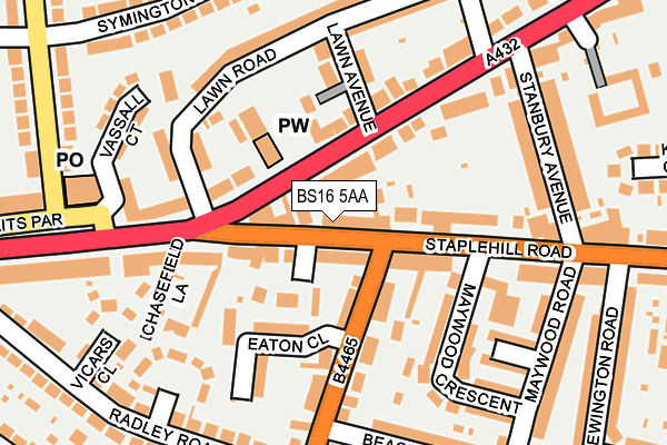 BS16 5AA map - OS OpenMap – Local (Ordnance Survey)