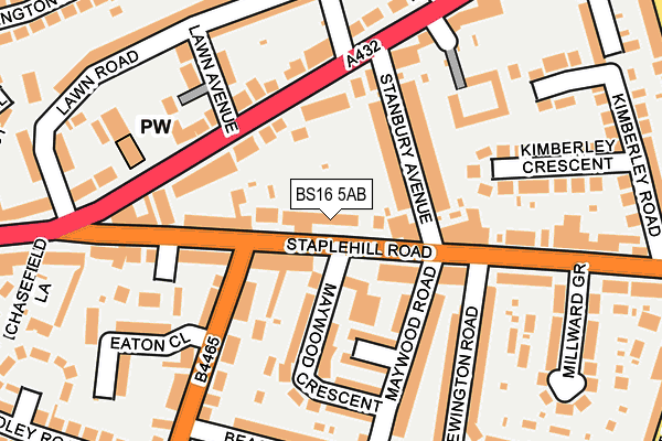 BS16 5AB map - OS OpenMap – Local (Ordnance Survey)