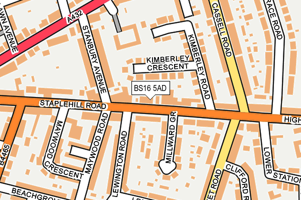 BS16 5AD map - OS OpenMap – Local (Ordnance Survey)