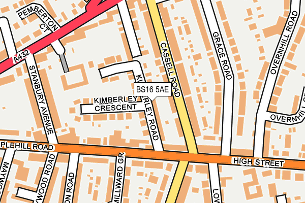 BS16 5AE map - OS OpenMap – Local (Ordnance Survey)