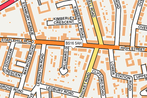 BS16 5AH map - OS OpenMap – Local (Ordnance Survey)