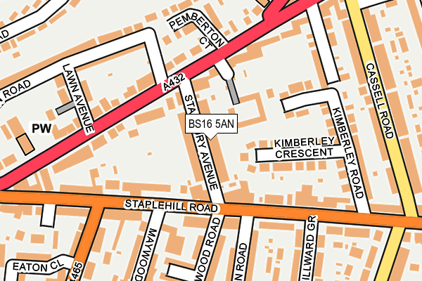 BS16 5AN map - OS OpenMap – Local (Ordnance Survey)