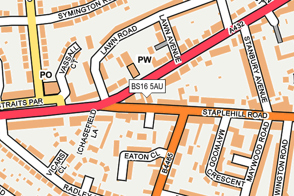 BS16 5AU map - OS OpenMap – Local (Ordnance Survey)