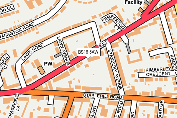 BS16 5AW map - OS OpenMap – Local (Ordnance Survey)