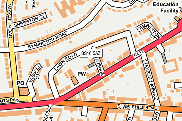BS16 5AZ map - OS OpenMap – Local (Ordnance Survey)