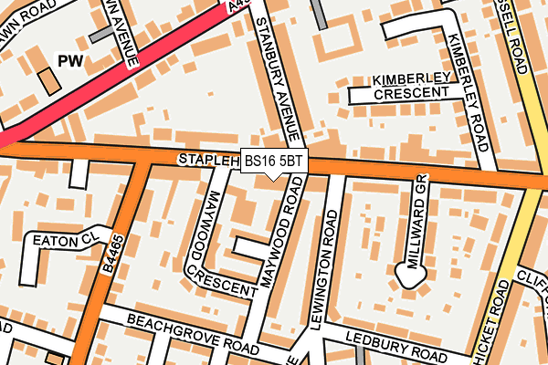 BS16 5BT map - OS OpenMap – Local (Ordnance Survey)
