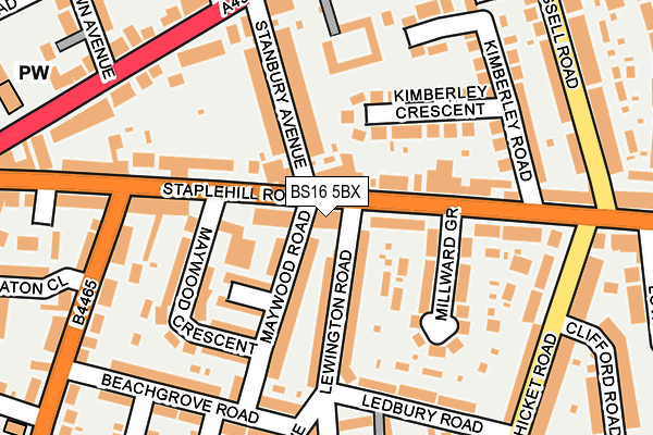 BS16 5BX map - OS OpenMap – Local (Ordnance Survey)
