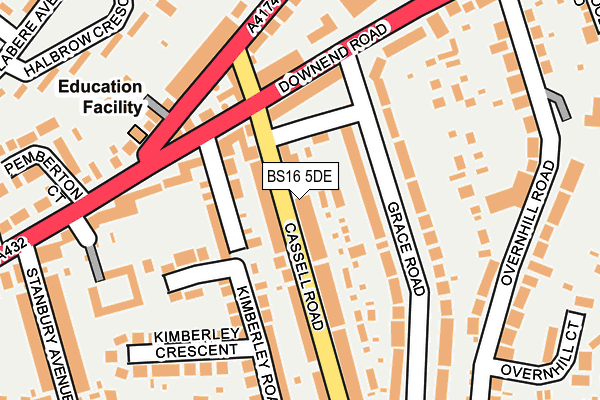 BS16 5DE map - OS OpenMap – Local (Ordnance Survey)