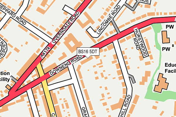 BS16 5DT map - OS OpenMap – Local (Ordnance Survey)