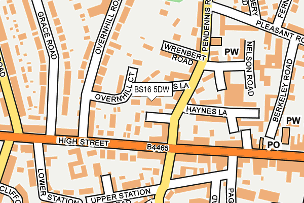 BS16 5DW map - OS OpenMap – Local (Ordnance Survey)
