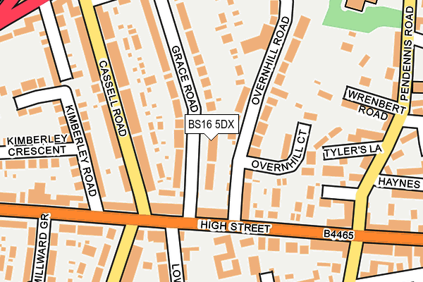 BS16 5DX map - OS OpenMap – Local (Ordnance Survey)